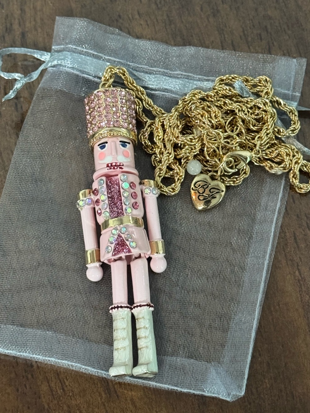 Betsey Johnson Nutcracker Pendant Long Necklace Pink